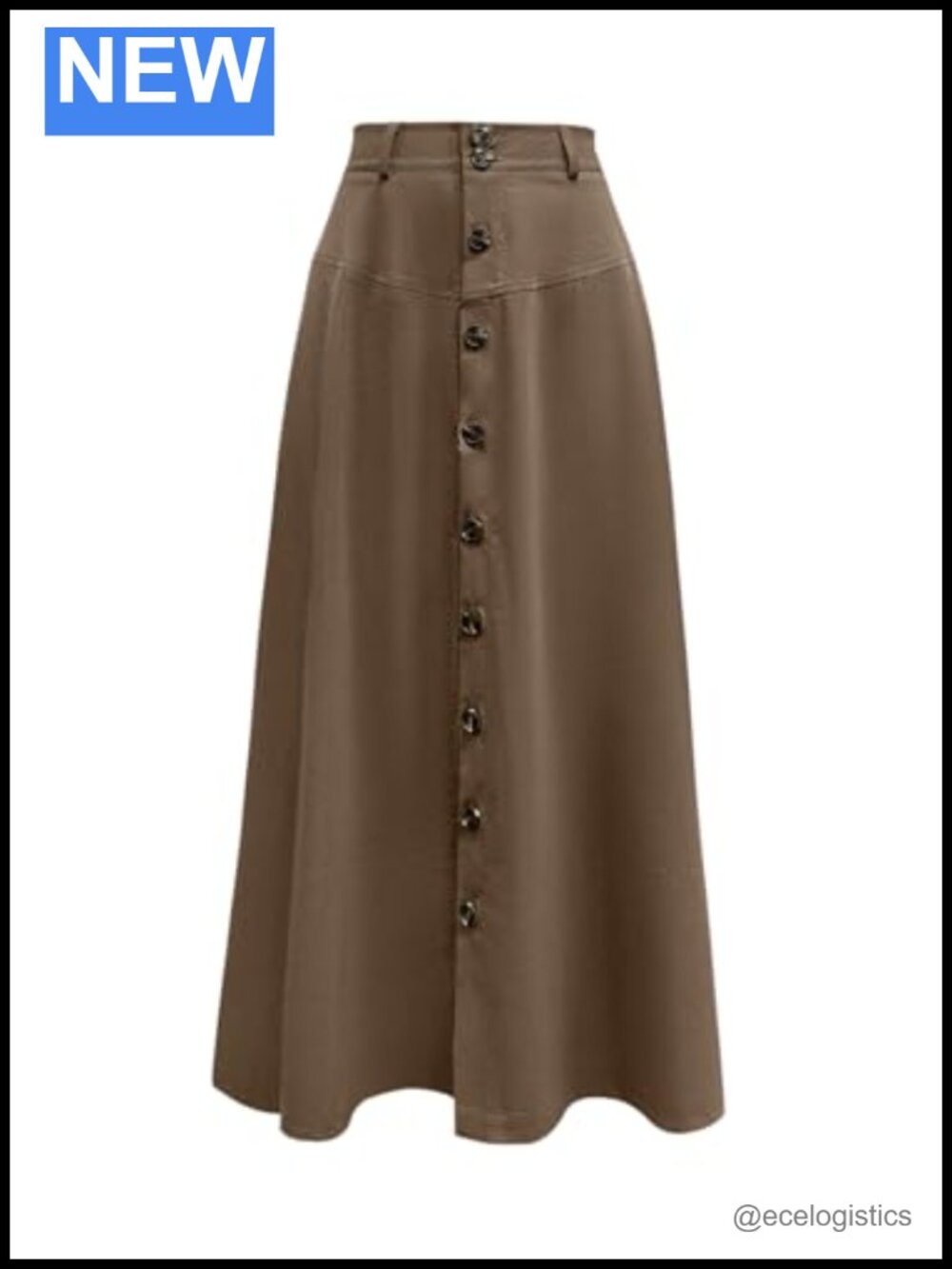 Women's High Waist A-Line Maxi Skirt with Buttons and Pockets